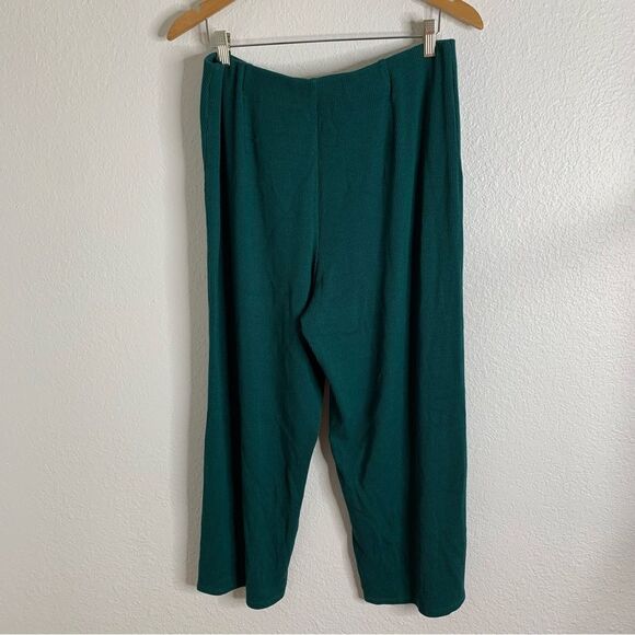Eileen Fisher Green Teal Wide Leg Ribbed Pants Size Large - Picture 5 of 5